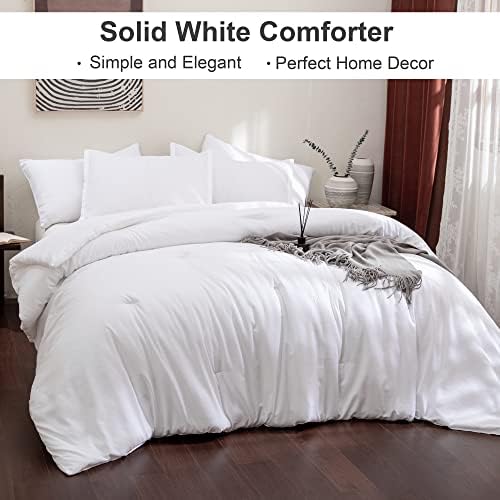 Комплект спално бельо Andency White King (104 х 90 см), от 3 предмета (1 Однотонное одеяло и 2 калъфки за възглавници), Леки