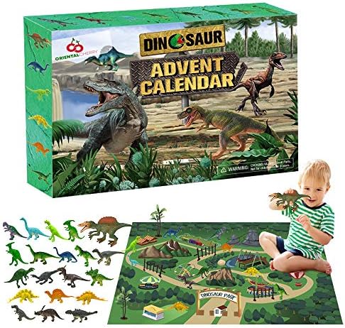 Адвент-Календар на 2023 година - Комплект от Фигури на Динозаври с Играта, Мат - Обратно броене до Коледа за Деца, Момчета, Момичета,