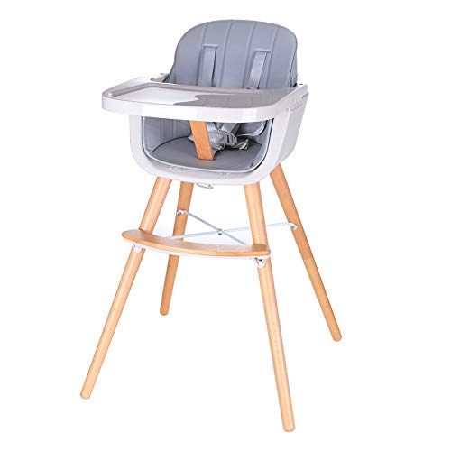 Детско столче за хранене Foho, Идеален Трансформируемый дървена столче за хранене 3 в 1 с възглавница, подвижна тава и регулируеми