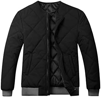 Якета Xinbalove за мъже, Якета, мъжки якета, 1 бр., Стеганое палто-бомбер с контрастиращи тапицерия, Якета за мъже (Цвят: черен размер: