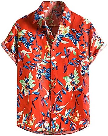 Хавайски Ризи за мъже, Риза Aloha с Къс Ръкав и Принтом Копчета, Лятна Ежедневни Памучен Плажната начинът, по който Блуза Редовен Намаляване