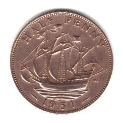 1951 обединено Кралство обединено Кралство Англия Монета в полпенни КМ868