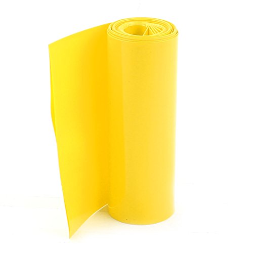 uxcell 85 мм Ширина на PVC Свиване Тръба Тръба Жълт Цвят 2 метра за Отделението Блок