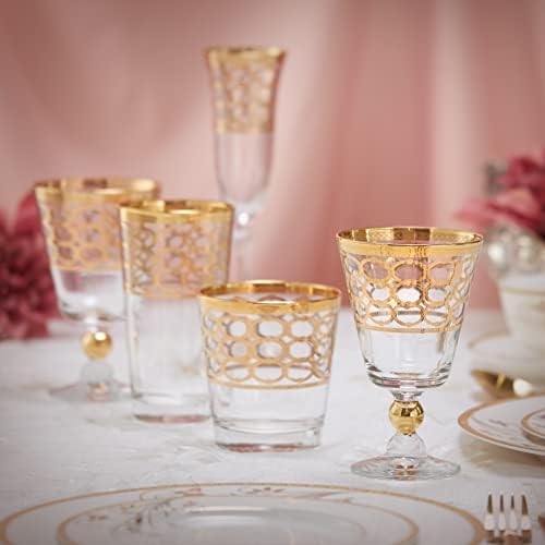 ПОДАРЪЦИ на СВЕТА Елегантна и модерна кристалното златен пръстен с безкрая, стъклена посуда за провеждане на партита и събития - 9 грама.
