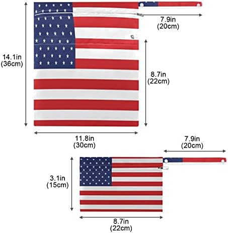 ZZXXB Американски Флаг Водоустойчив Мокра Торба за многократна употреба Текстилен Пелена Влажна, Суха Чанта с Джоб с Цип за Пътуване,