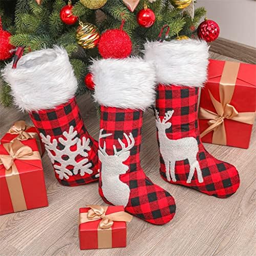 TWAILW 3 бр. Коледни Чорапи, Подаръчни комплекти, Коледни Украса за Дома на Бира, Държач за Бонбони, терлици (Цвят: A размер