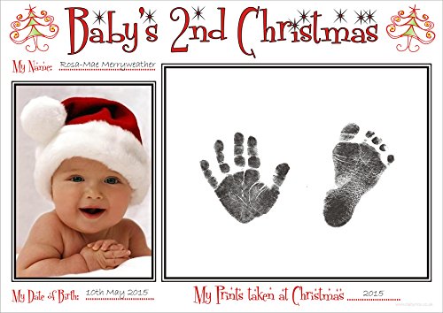 Комплект BabyRice New Baby с 2-м Коледа Отпечатък от ръката и следа от крака / Детски Щампи Унисекс за момчета и Момичета, на 2-ро Коледа