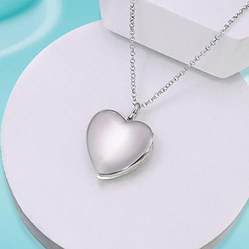 DARUIRONG Стерлинговое Сребро 925 Проба Персонализирани Огърлица с Медальон във формата на Сърце със Снимка, Завинаги в сърцето