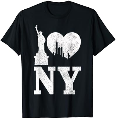 Тениска I Love NY New York City Skyline Със Статуята на Свободата в Ню Йорк