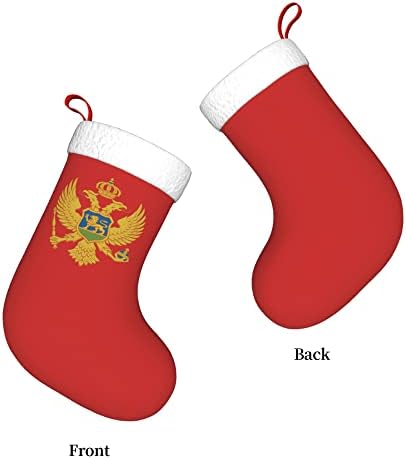 QG ZZX Коледни Чорапи с Бяла Белезници от Супер Мек плюш, Националната емблема на черна гора, Коледни Чорапи, Коледни Украси, Отглеждане