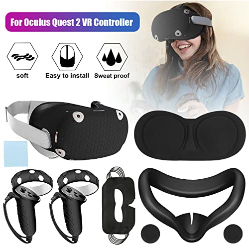 Силиконови Аксесоари за лице Oculus Quest 2 VR /Ръкохватката на контролера /Корпуса / Капачка на обектива (Червена)