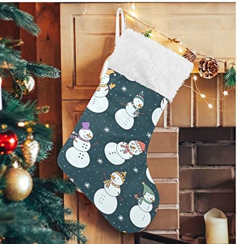 Коледни Чорапи ALAZA, Забавен Cartoony Снежен човек с Снежинками, Класически Персонализирани Големи Чулочные Украса за Семейни Тържества,