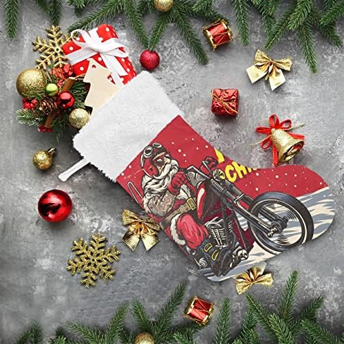 Коледни Чорапи ALAZA, Мотоциклет Дядо Коледа, Класически Персонализирани Големи Чулочные Украса за Семейни Тържества, декорация