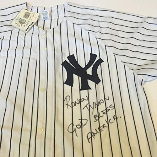 Ронан Tynan, Боже, Благослови Америка, Подписано на фанелката на Ню Йорк Янкис 11 септември С ДНК PSA - Тениски MLB с автограф