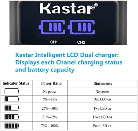 Батерия Kastar 3-Pack VW-VBG070 и USB-зарядно устройство LED2 Съвместим с камера Panasonic HDC-TM10S HDC-TM15 HDC-TM20 HDC-TM20K