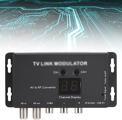 LYSLDH UHF TV Link Модулатор на AV-Радиочестотни Конвертор IR удължител с 21-канальным дисплей PAL/NTSC Допълнително Пластмаса Черен (цвят: E)