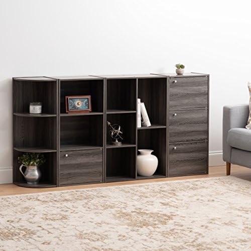 Bookshelf IRIS USA за малки помещения, 3-различен ъгъл органайзер за извити рафтовете, сив