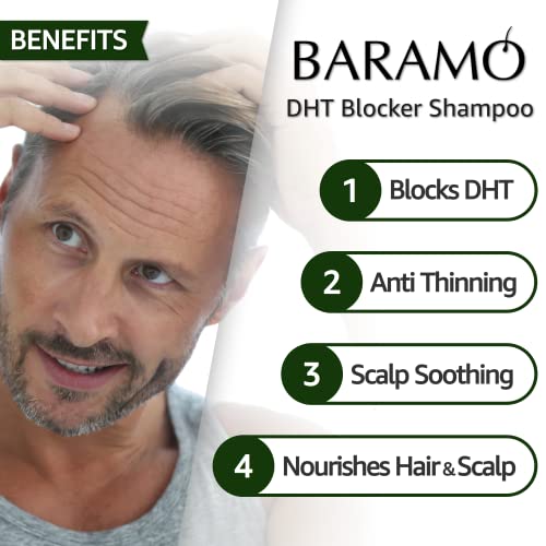 BARAMO DHT Blocker Мек шампоан за растеж на косата и срещу косопад - Биотиновый шампоан със Зелен чай и черен боб и повече от