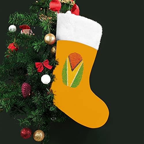 Гайанские Коледни Чорапи с Отпечатъци от пръсти от Червено Кадифе, с Бял Пакет шоколадови Бонбони, Коледни Декорации и Аксесоари