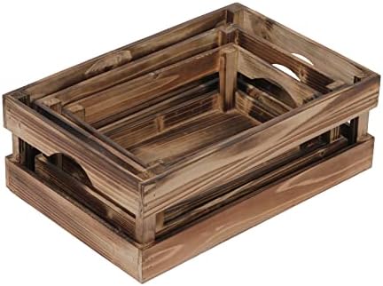 Комплект от 3 Дървени Кутии за съхранение във Фермерска къща, Кутия от Потрепанного дърво в Селски стил за Бродерия, Декоративна