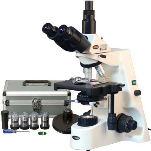 Част фазово-контрастен тринокулярный микроскоп AmScope T690B-PCT200-PL, 40-2000-кратно увеличение, Сверхширокополосные