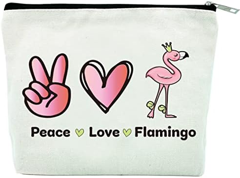 NiuZi-cao Peace Love Косметичка с фламинго, Подарък за жени козметични чанти, Подарък За парти с фламинго За Момичета, Фен