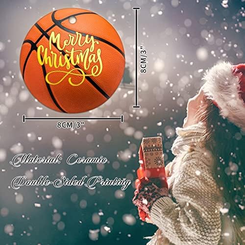 Баскетболни Коледна Украса на Подарък Баскетболист Коледна Украса на Подарък за Феновете на отбора с Кръгло Керамично Украса