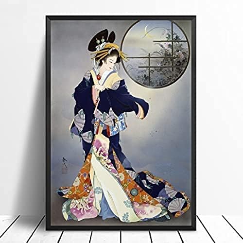 5D САМ Диамантена Живопис Японското Кимоно Гейша Кръг Diamond Комплекти за Бродерия На Кръстат Бод Мозаечни Кристални Картини Пълен