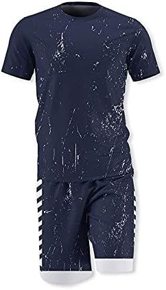 XJJZS / Нов мъжки костюм с тениска и къси панталони, Лятото Дишащи комплект за почивка, Мъжки спортни дрехи с модерен принтом