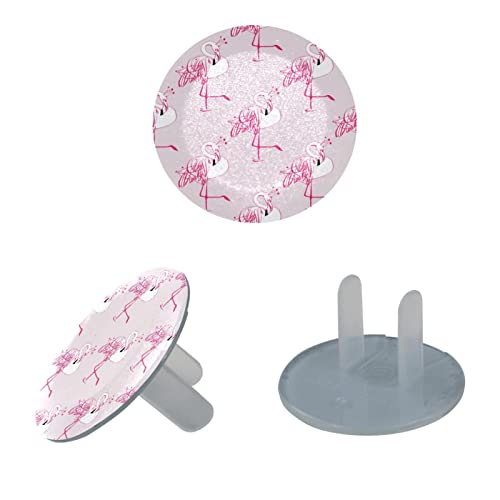 Розови капачки за контакти Flamingo 12 Бр. - Защитни капачки за контакти, за деца – Здрави и устойчиви – Лесно да защитават вашите