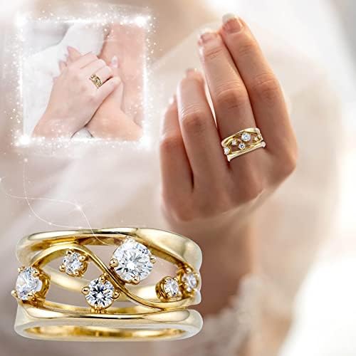2023 Нови брачни халки с цирконами кръг нарязани на женски годежни пръстени, бижута, дамски пръстени с диаманти, необработени пръстени за