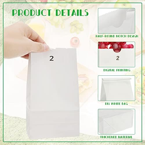 Бели хартиени пакети за Изработка на опаковки, Обемни Хартиени пакети за обяд Пакети за обяд Пакети за закуски Крафт-пакети за продукти, Хартиени торби, Бели пакети