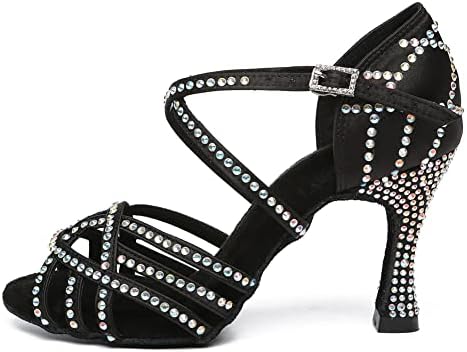 Дамски обувки за латино Танци HIPPOSEUS, Блестящи Кристали, Обувки за балните танци Салса, Модел L380