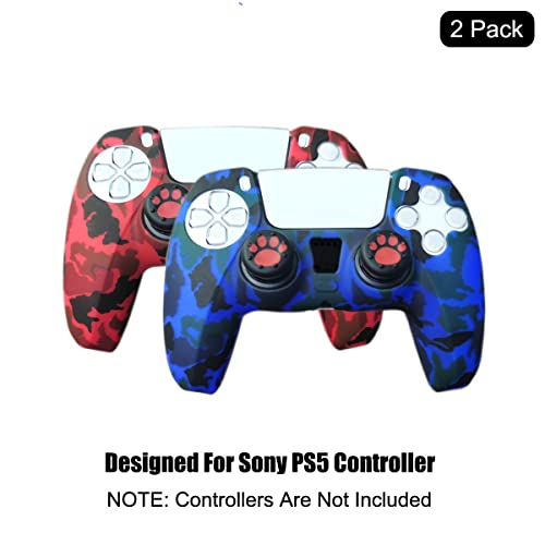Bealuffe PS5 Controller Skin 2 Опаковки Капак на контролера PS5 Аксесоари за PS5 Силиконов Защитен Калъф с главни букви за улавяне на палеца