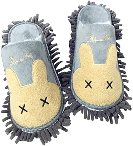 Почистващи Чехли Свалящ Обувки Въже За Миене на Пода Подметка От Микрофибър, Препарат За почистване на обувки От прах (Кафяв Заек)
