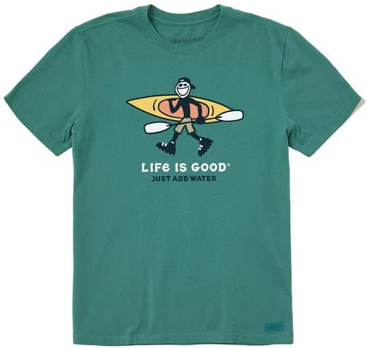 Животът Е Красив. Мъжки t-shirt Джейк Just Add Water Каяк SS Crusher Tee, Елово-зелена, Средно