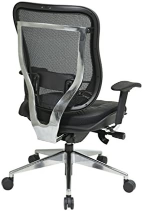 Стол за сядане SPACE с висок гръб от дишаща мрежа и тапицирана седалка от черна кожа, синхронен регулация на наклона на Ultra