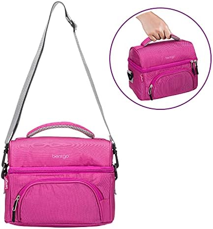 Чанта за обяд Bentgo® Deluxe - Здрава и изолирано чанта за обяд с външен джоб с цип, Вътрешен мрежесто джоб, меки и регулиращи