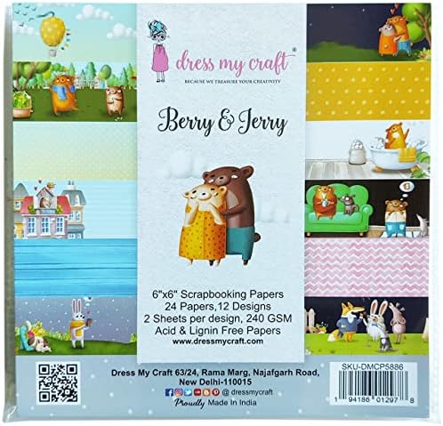 Еднопосочен Хартиен Бележник Dress My Craft 6 X6 24 /Pkg-Berry & Jerry