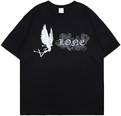 Мъжка Риза с Надпис Big V, Ретро Принт Рапър Демон, Графични Тениска, Памучен Тениска с кръгло Деколте и Къс Ръкав S - XL