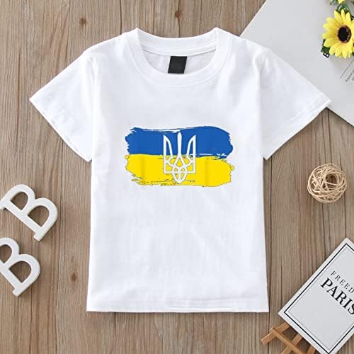 Хлапето За Малки Момчета и Момичета, Подкрепям Украйна, Аз Стоя с Украйна, Тениска с украинския Флаг, Блузи с къс ръкав,