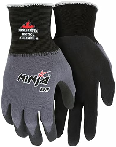 Работна ръкавица MCR Safety Ninja BNF N96790L, Обвивка от найлон / Ликра 15 калибър, Дланта и върховете на пръстите с дышащим покритие