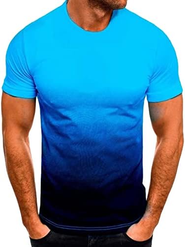 Мъжки 3D Градиент Тениска, Спортен Проста Однотонная Градиент Тениска, Потник, Летни Ежедневни Блузи С Къс Ръкав