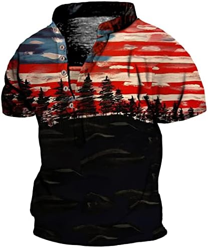 MIASHUI Мъжки Ризи с високо воротом и Дълъг Ръкав, Мъжка Мода, Ден на Независимостта, Индивидуален Флаг, Копчета С Принтом, тениски