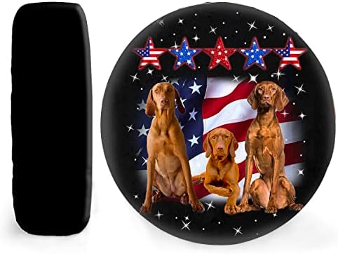 Подарък с Петзвезден Флага за Любител на кучета Vizsla Калъф за резервна гума от Полиестер за кучета Vizsla (32 инча -Без