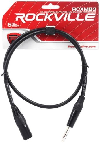 Rockville RCXMB3B 3' Штекерный кабел REAN XLR-1/4 TRS, черно, Мед, 3 фута (RCXMB3-B)