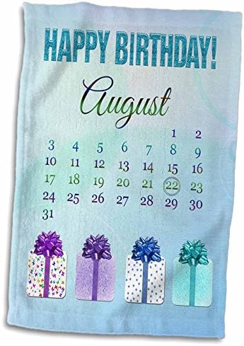 3дРоуз рожден Ден на 22 август, Блестящ начин честит рожден Ден и колоритен. - Кърпи (twl-181518-3)
