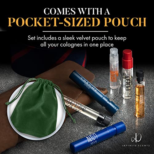 Набор от пробников мъжки парфюм Infinite Scents: 6 дизайнерски аромати + Джоб-торбичка - Подаръчен комплект за пробников парфюм
