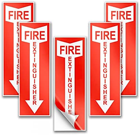5 Знака с пожарогасители за бизнеса - 4 x 12 Самозалепващи Знаци за безопасност за Пожарогасители - Стикер на Пожарогасител