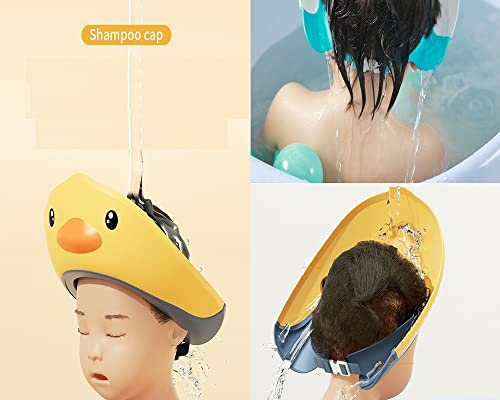 2 Опаковки Силиконова шапка за душ за деца, Мека Регулируема капачка с корона за къпане, безопасна за измиване на косата, Предпазва очите